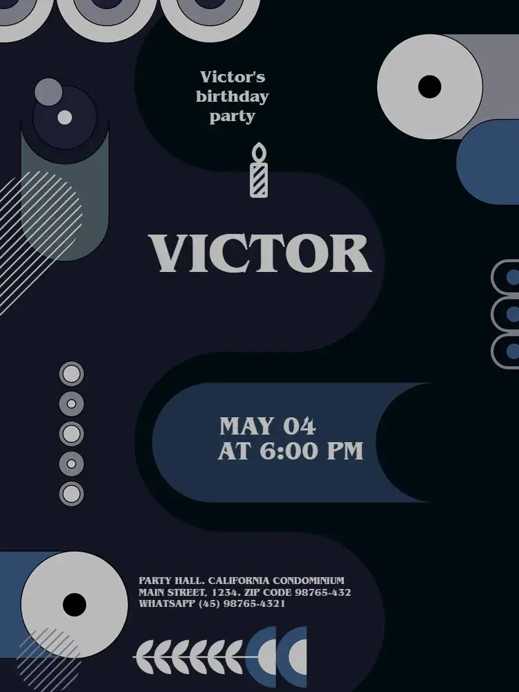 Dark Geometric Male Adult Party invitation