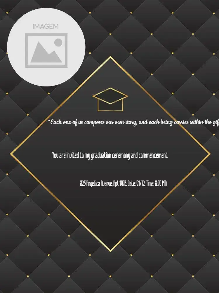 Invitation Graduation Photo – Graduation theme elegant, modern, black and gold, minimalist, sophisticated