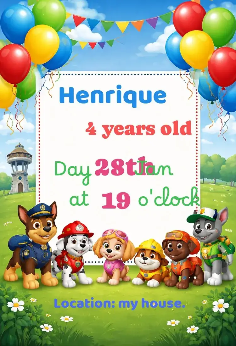 Paw Patrol Invitation