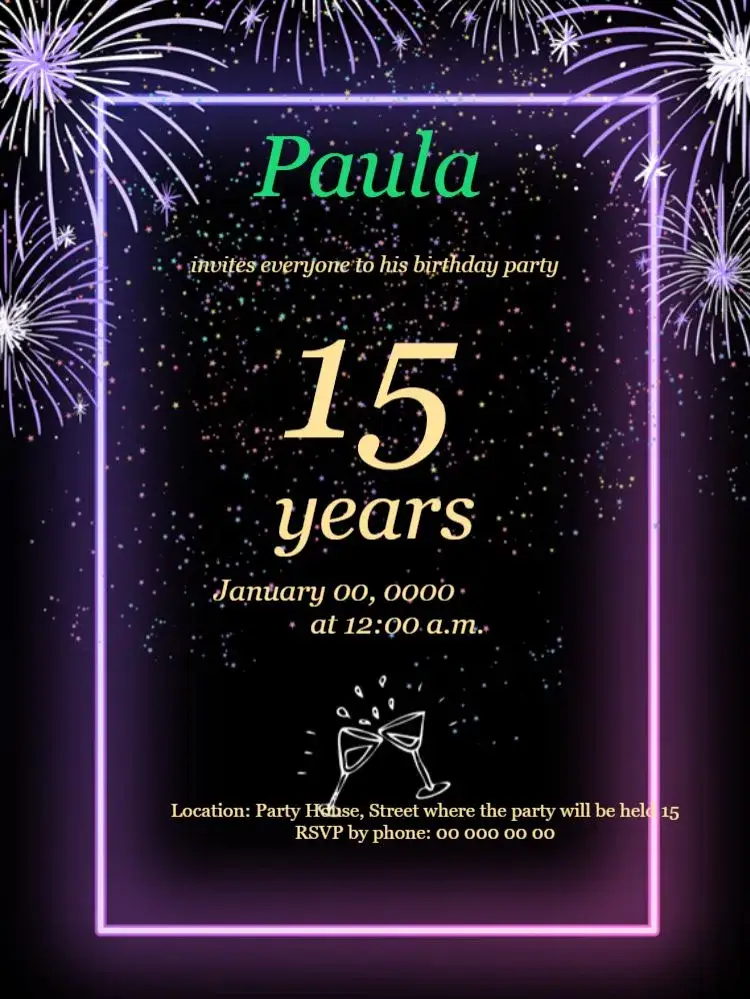 Golden Tintin Debutante 15th Birthday invitation