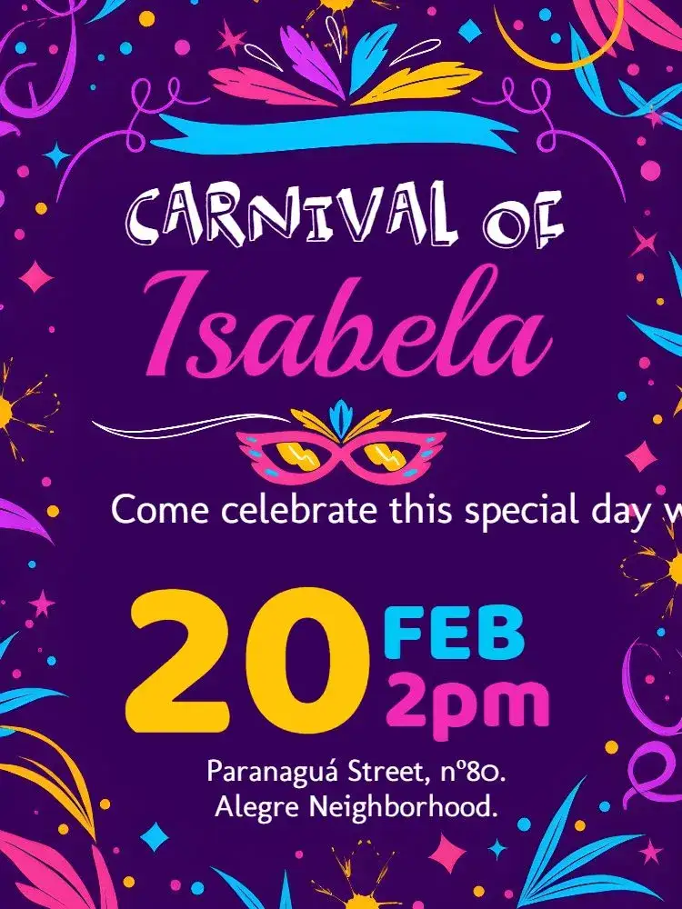 Invitation Carnival Ball – Commemorative Dates theme colorful, festive, playful, modern, vibrant, themed