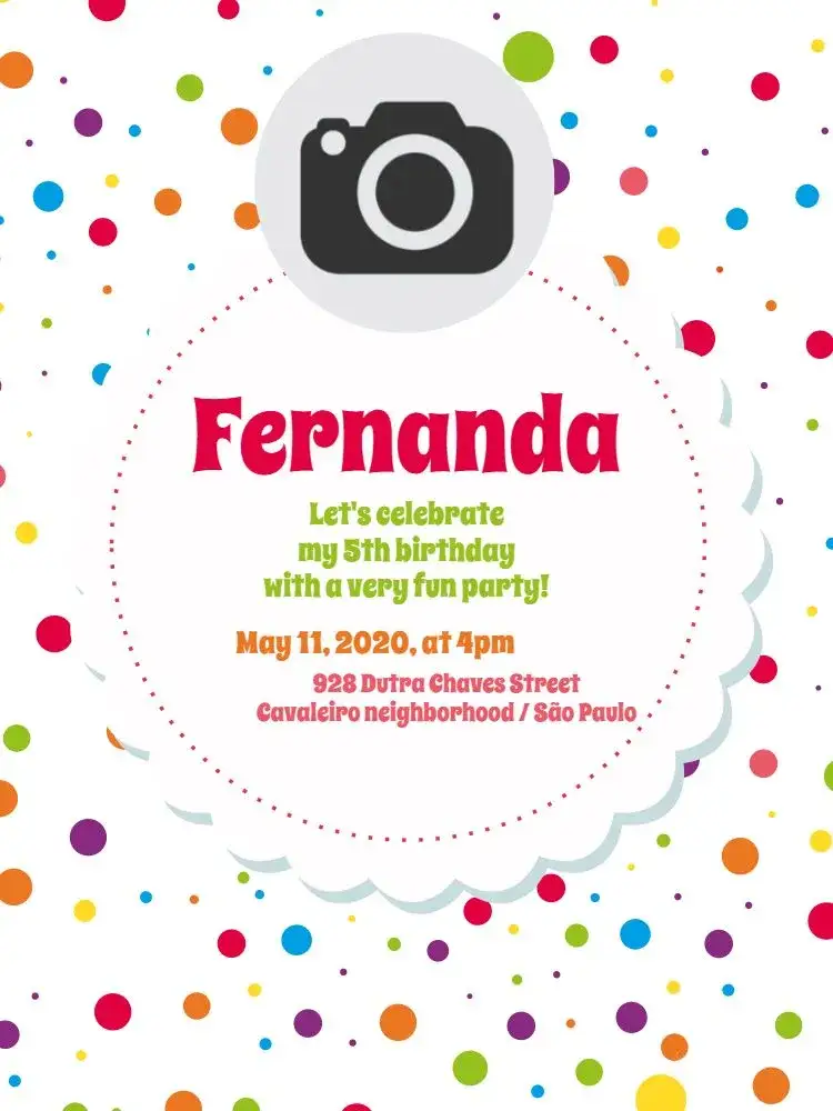 Invitation Digital Dots – Gender Reveal theme colorful, modern, fun, childish, graphic, cheerful
