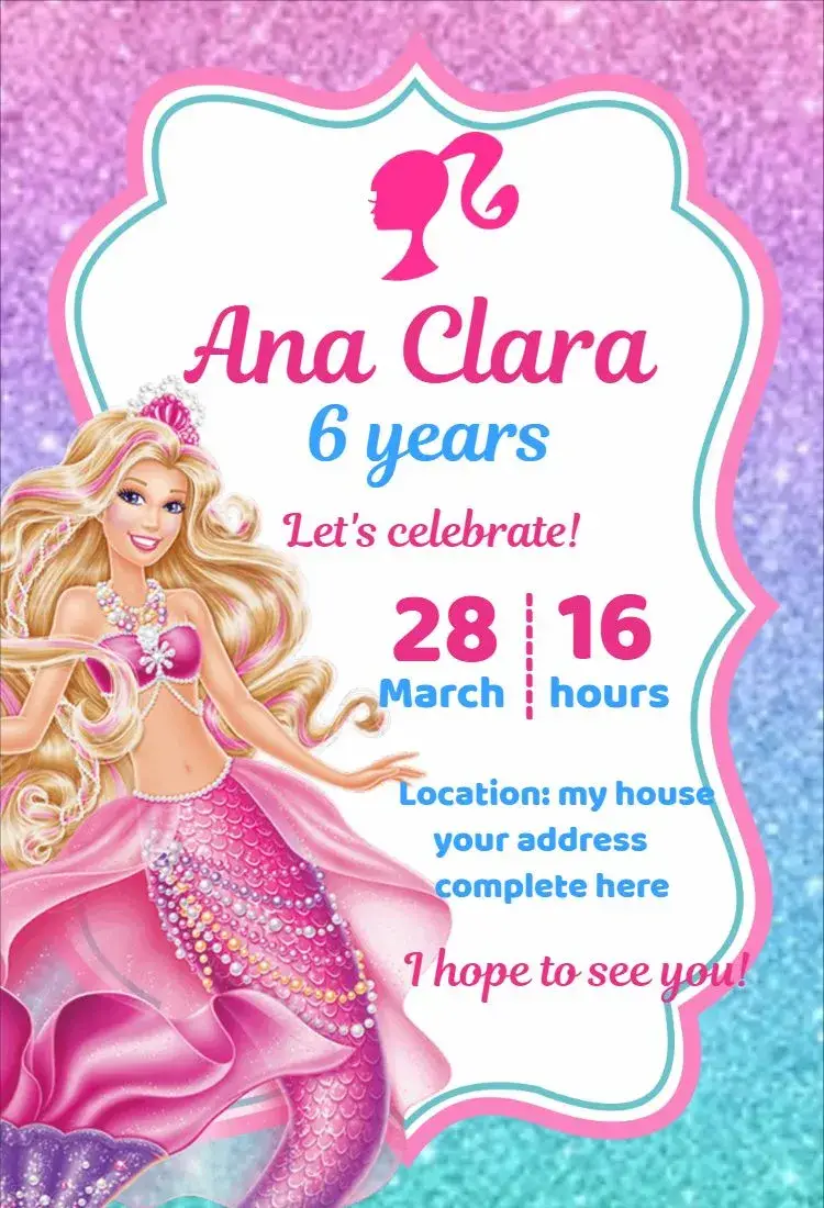 Barbie Mermaid 1 invitation