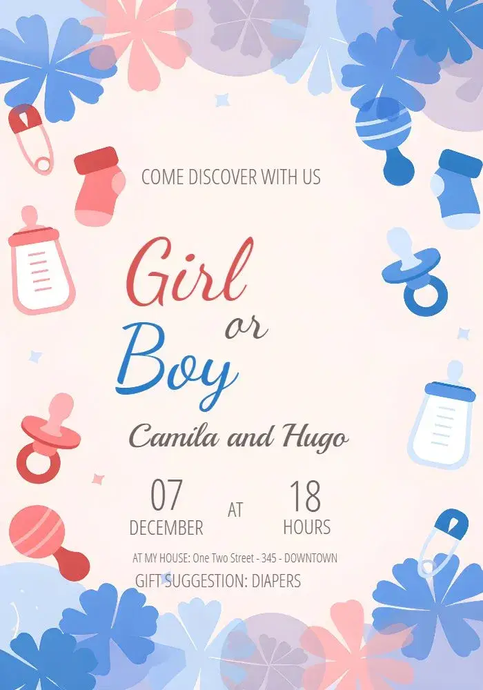 Pink Gender Reveal Tea invitation