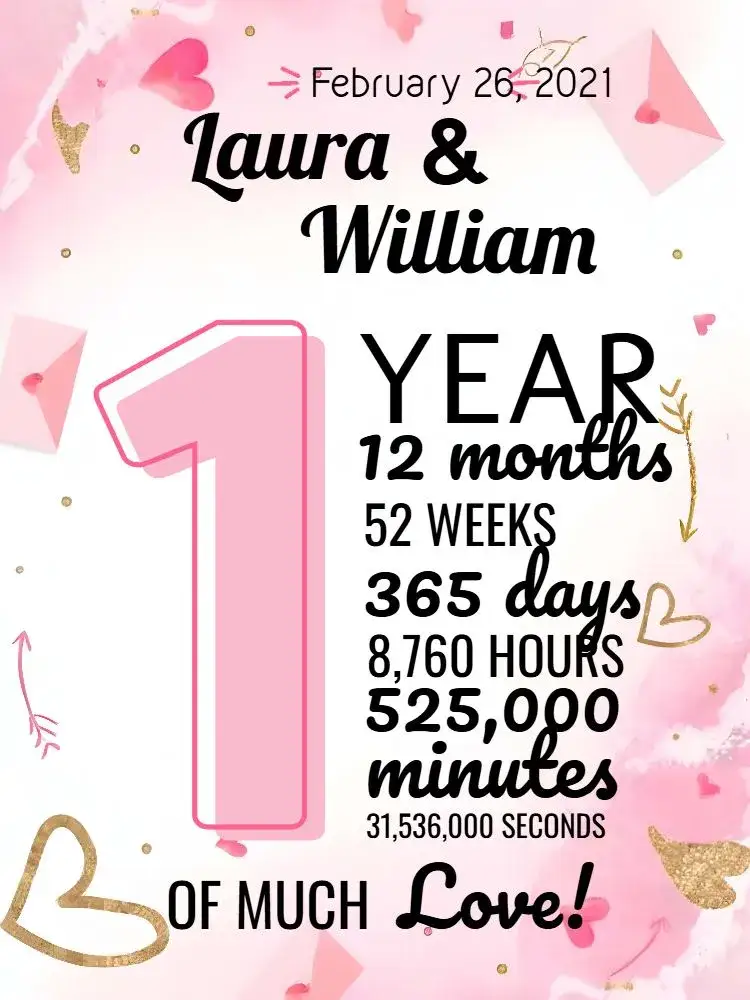 Invitation Valentine's Card 1 Year With Digital Photo – Commemorative Dates theme romantic, trendy, elegant, colorful, minimalist