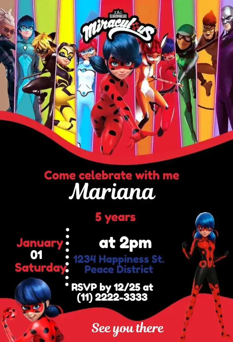 Invitation Ladybug – Most searched for theme colorful, fun-filled, childish, themed, youthful