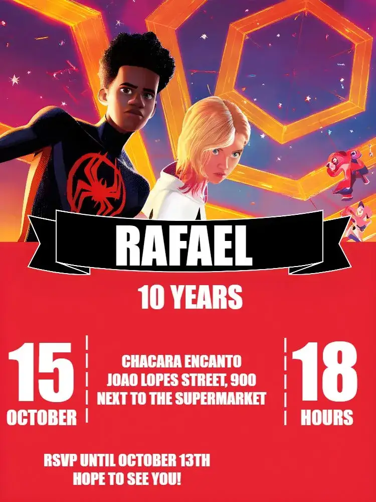 Invitation Spider-Man: Through The Digital Spider-Verse – Commemorative Dates theme red, black, white, modern, themed, superhero
