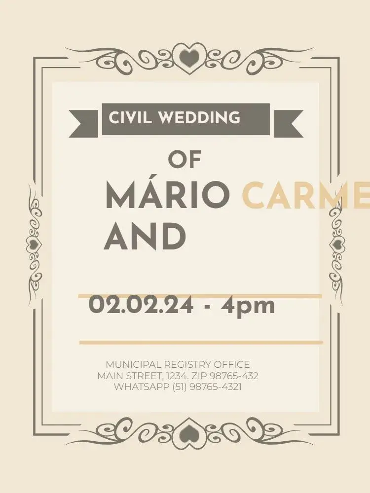 Delicate Civil Wedding Couple invitation
