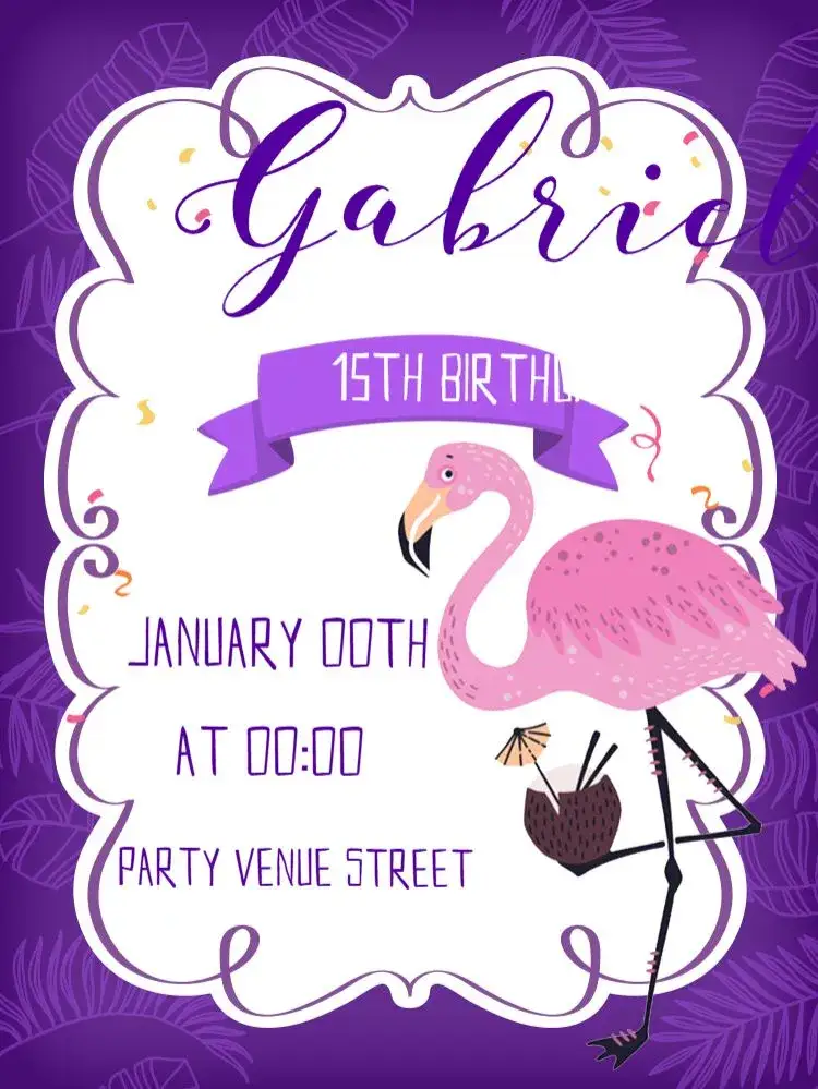 Invitation Female Flamingo – Kids' Birthday Party theme tropical, delicate, modern, summer, colorful, feminine