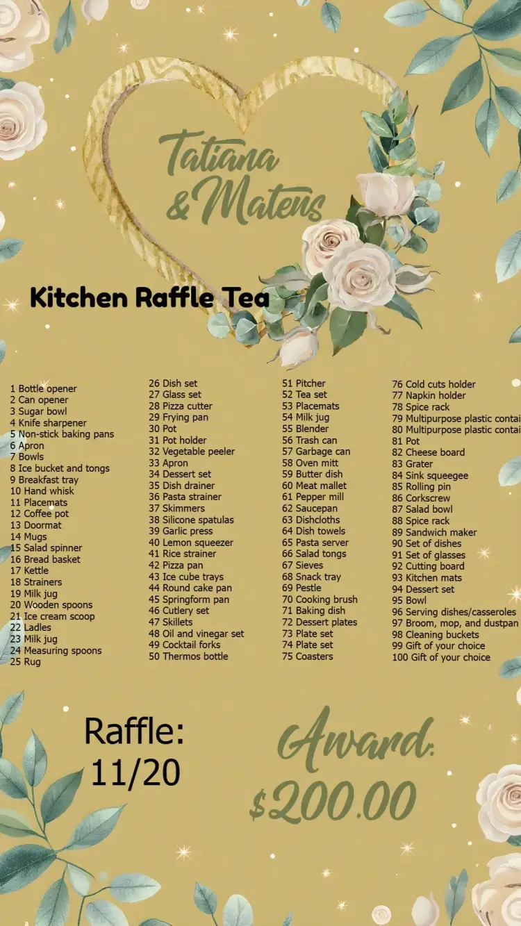 Invitation Brown Floral Kitchen Raffle Tea – Bridal Shower theme floral, rustic, brown, green, boho, natural
