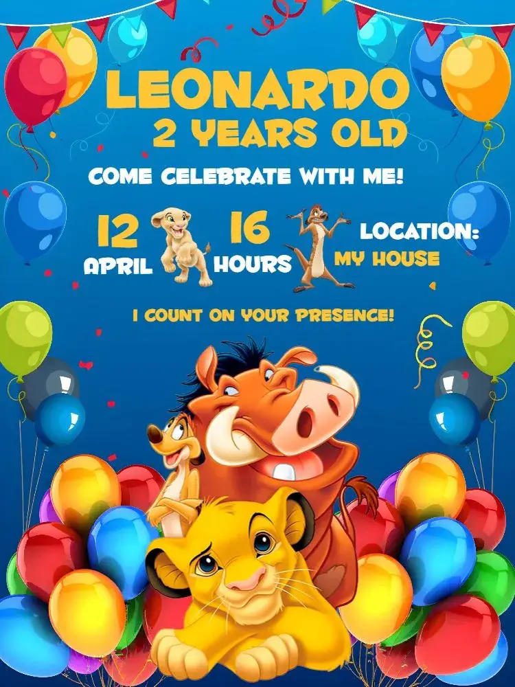 Blue Lion King invitation