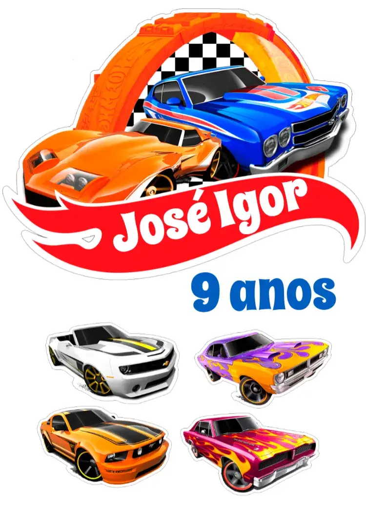 Invitation Hotwheels Cake Topper – Cake topper theme colorful, themed, modern, fun, childish