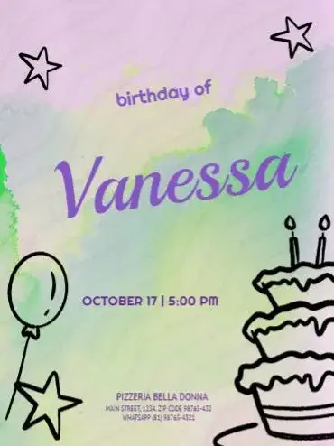 Invitation Cake And Stars Balloon Gift – Kids' Birthday Party theme colorful, playful, modern, themed, childlike