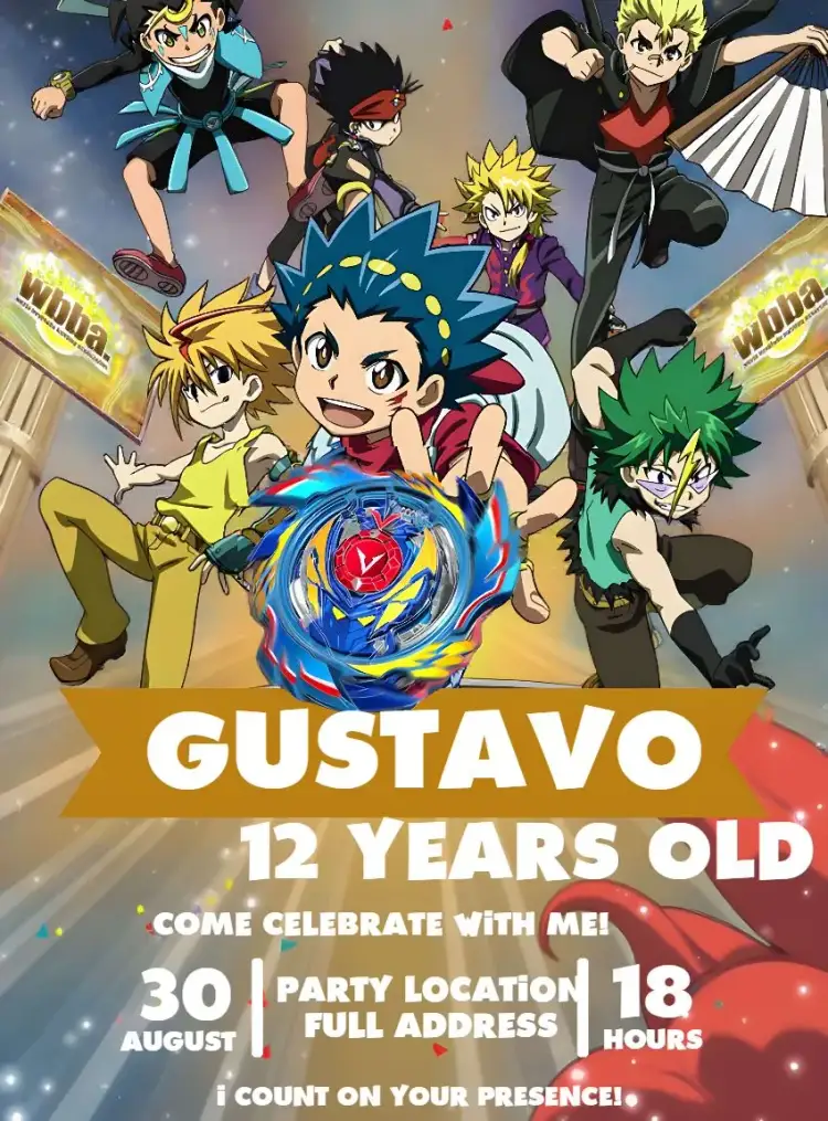 Invitation Beyblade Dragon – Kids' Birthday Party theme modern, adventure, games, battle, fantasy