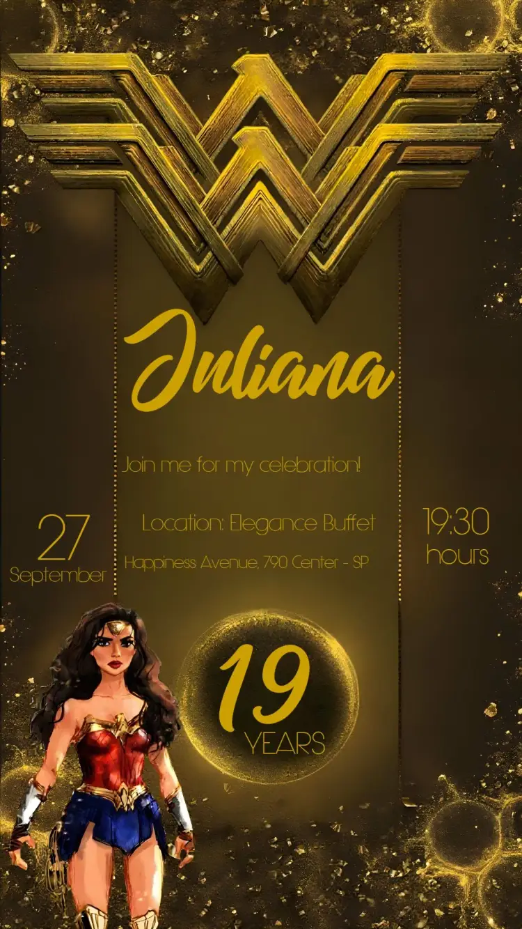 Invite Black Wonder Woman editable and customizable