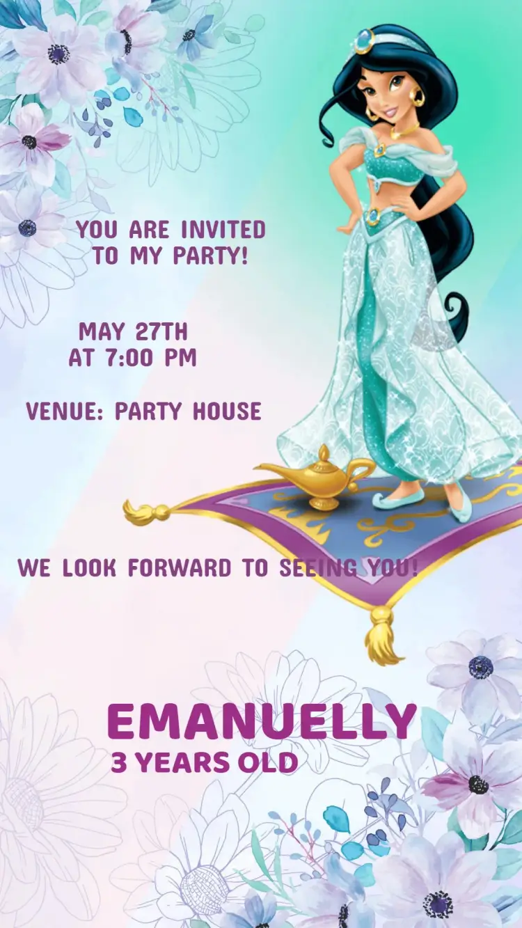 Princess Jasmine Birthday Invitation