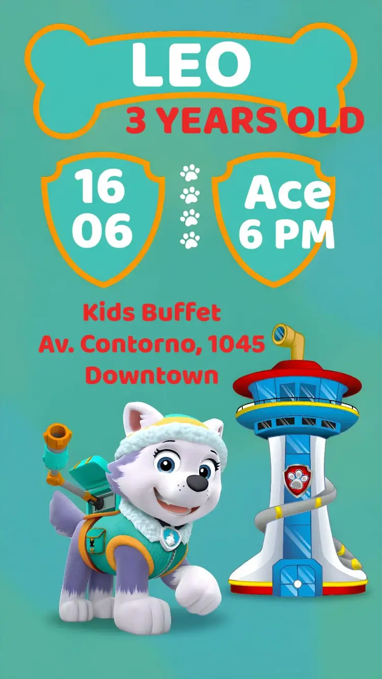 Paw Patrol Everest Character invitation