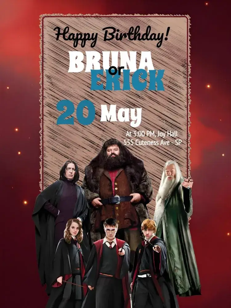 Invitation Harry Potter Herminone – Kids' Birthday Party theme magical, themed, colorful, fantasy, childlike, fun