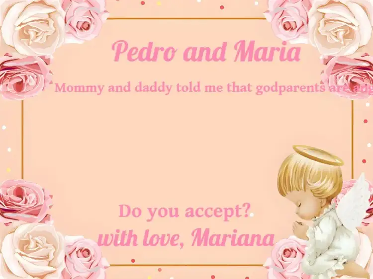 Invitation Godparents Of Baptism Little Angel Baptism – Baptism theme pink, white, little angel, religious, delicate
