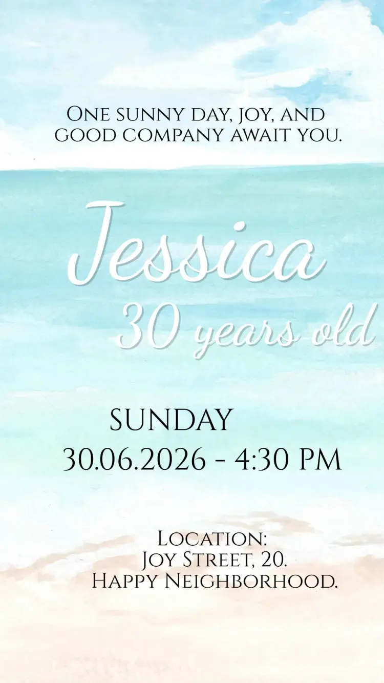Invite Digital Invitation Summer Beach editable and customizable