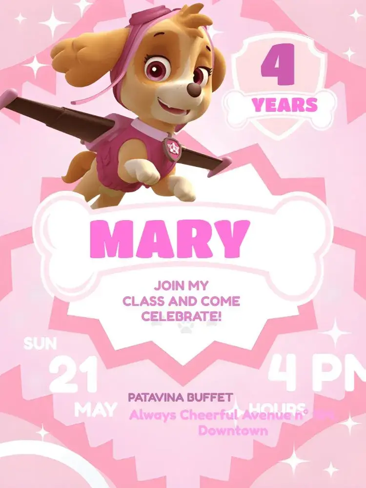 Skye Paw Patrol invitation