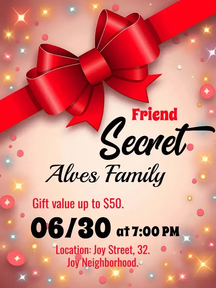 Invitation For Red Secret Santa – Commemorative Dates theme vibrant red, festive style, Christmas elements, cozy design, modern style, fun illustrations