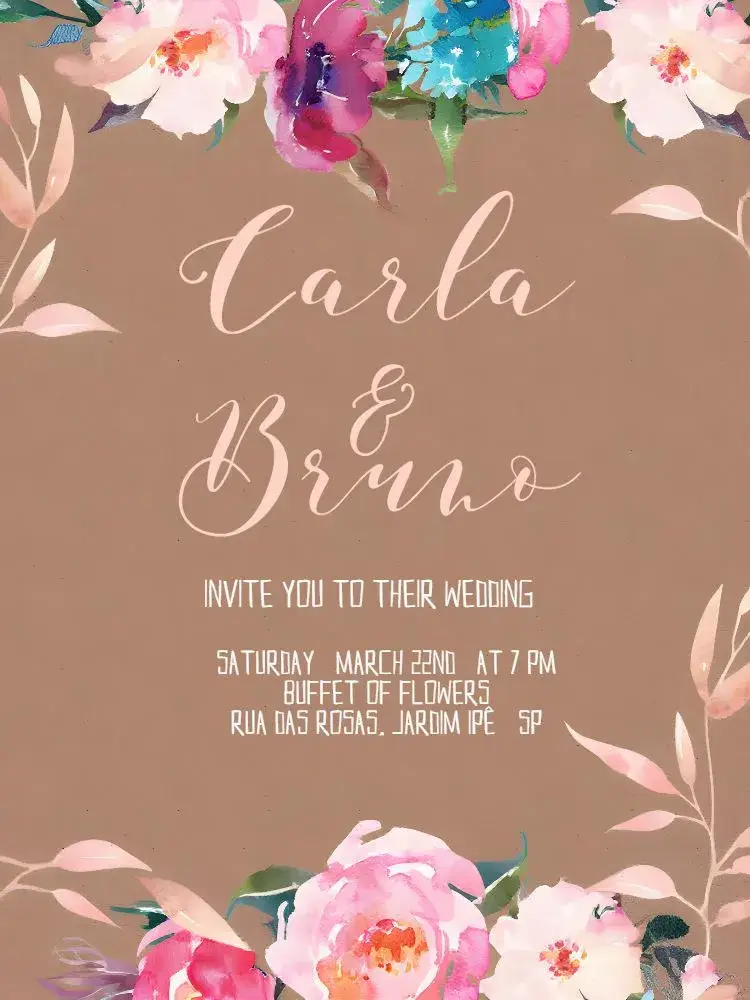 Floral Wedding - Pink Flowers invitation
