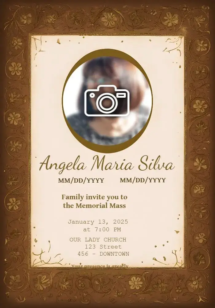 Invitation Funeral Mass With White Photo – Commemorative Dates theme white, subdued, minimalist, elegant, calm