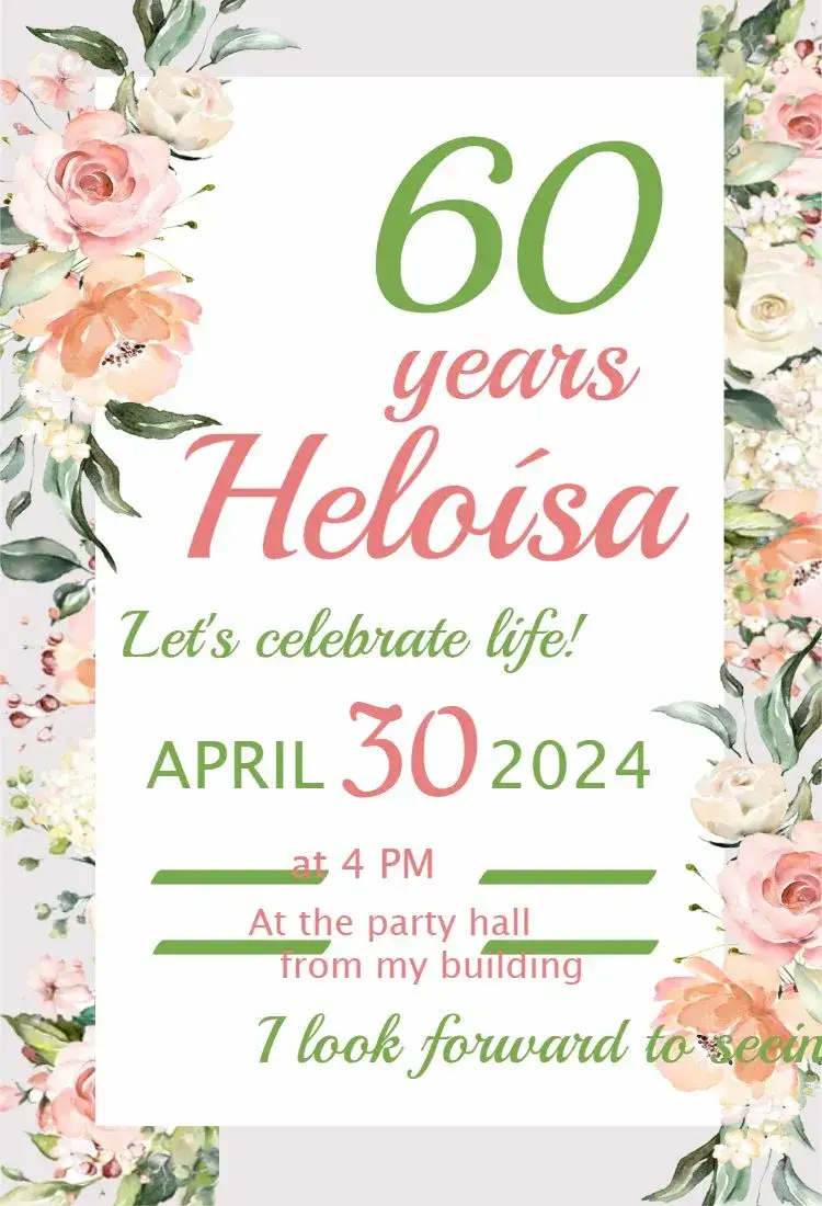 Invitation Digital Floral Age Invitation – Sweet 15 theme floral, romantic, colorful, elegant, modern