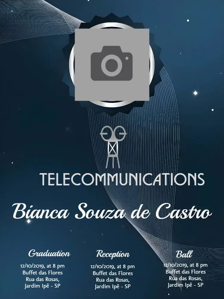 Telecommunications Graduation With Blue Photo invitation