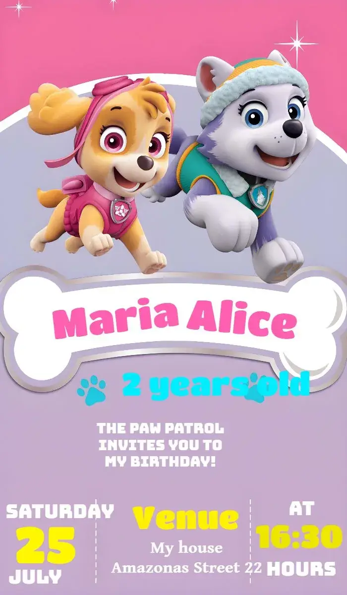 Paw Patrol Black invitation