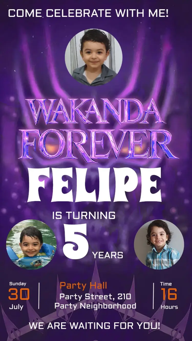 Wakanda Forever With White Photo invitation