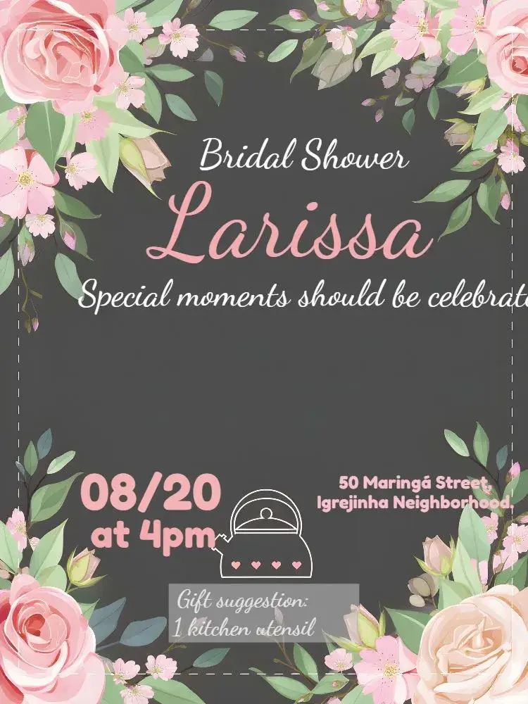 Gray Floral Kitchen Tea invitation