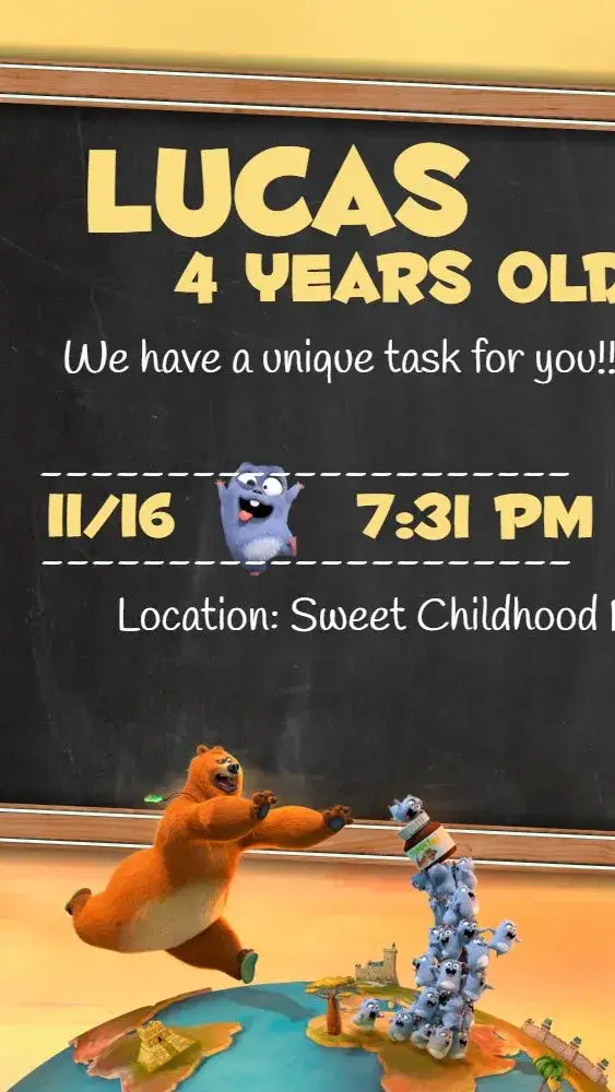 Grizzy And The Lemmings Kids invitation
