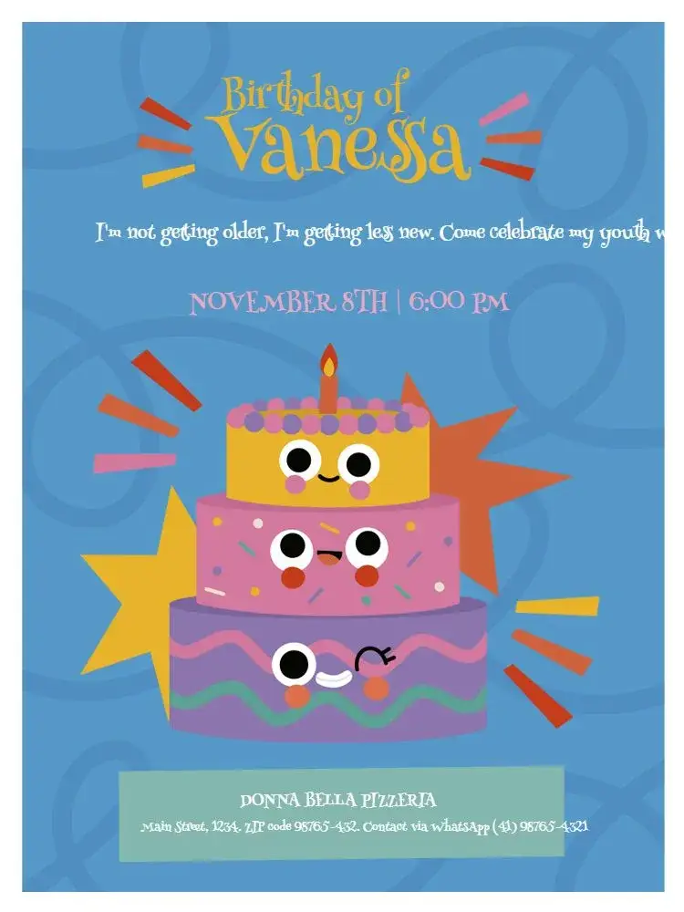Funny Blue Party Invitation for WhatsApp
