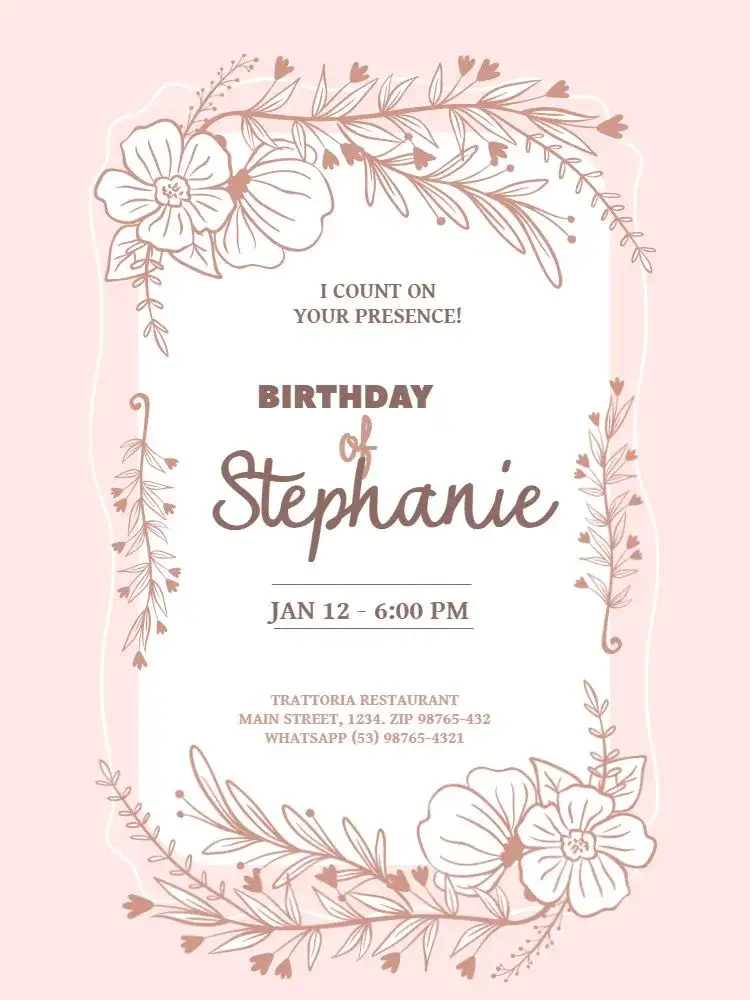 Invitation Delicate Elegant Childlike – Kids' Birthday Party theme floral, delicate, elegant, pink, feminine