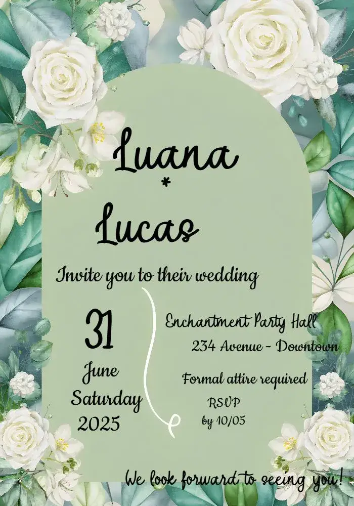 Green Floral Civil Wedding invitation