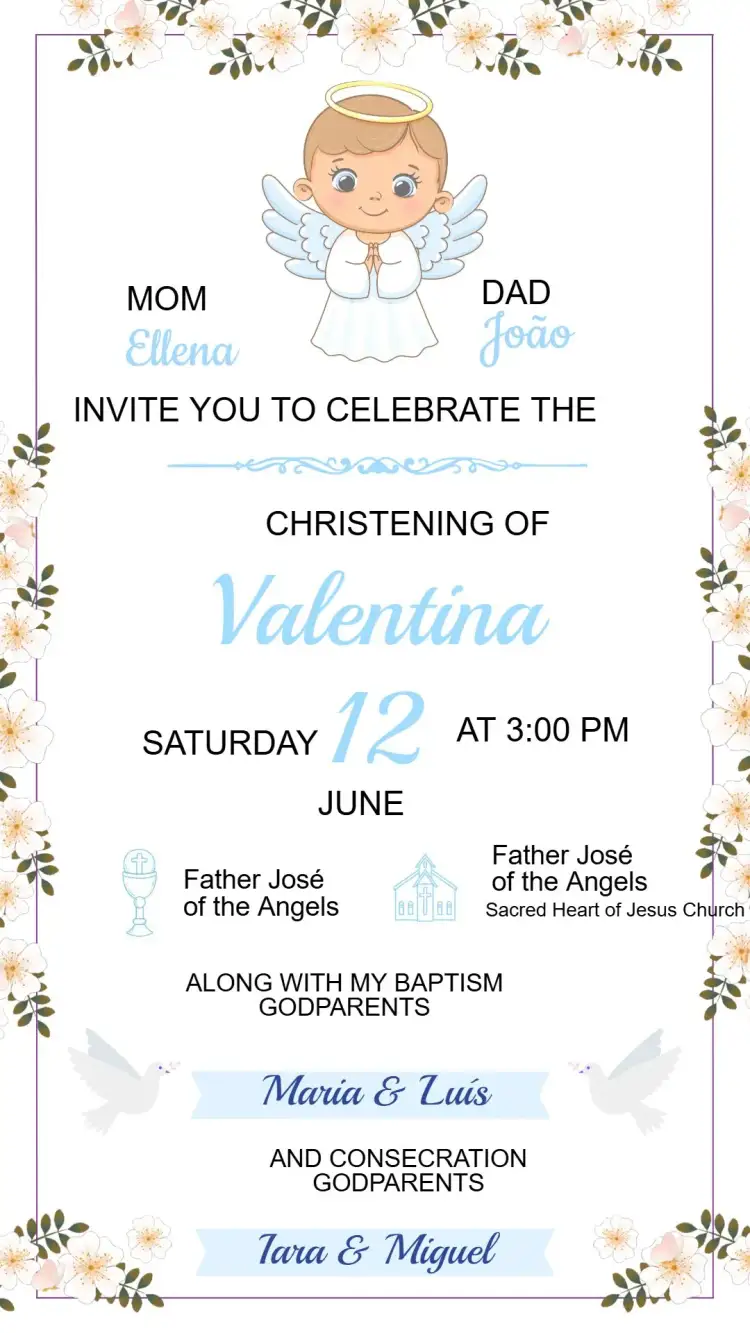 Invitation Baptism Invitation – Baptism theme floral, minimalist, golden, vintage, modern, pastel