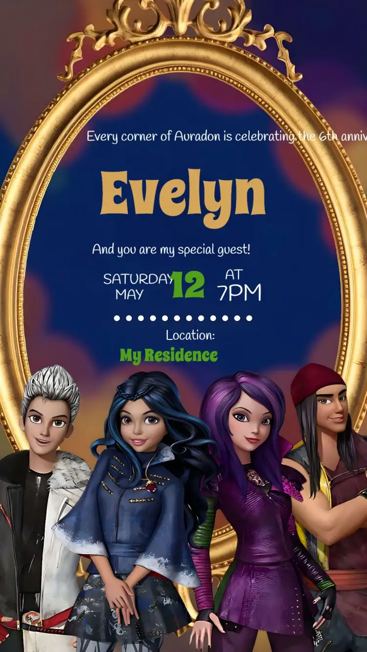 Invitation Descendants Evil – Most searched for theme colorful, fun-filled, magical, themed, childlike, contemporary