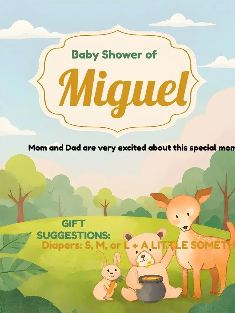 Golden Enchanted Forest Baby Shower invitation