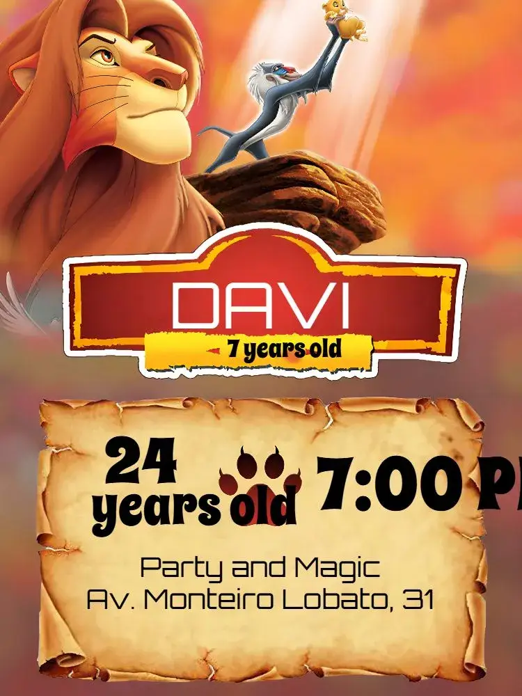 Orange Lion King invitation