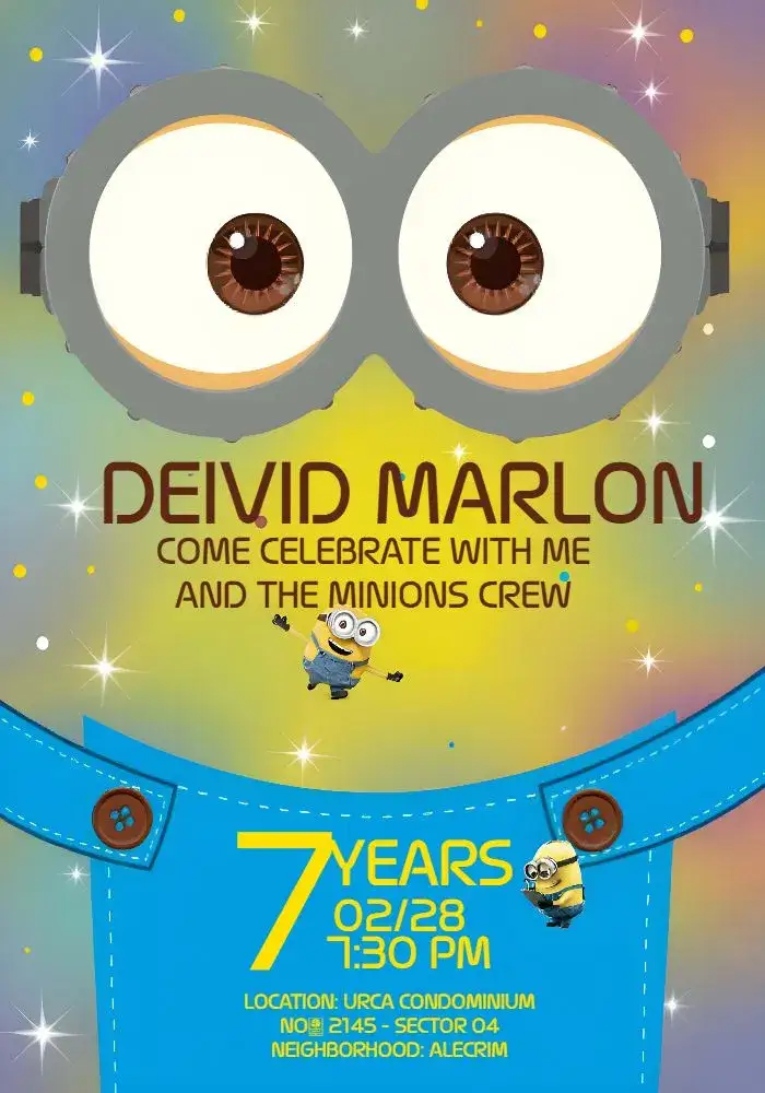 Invitation Minions Kids – Kids' Birthday Party theme fun, colorful, childish, lively, themed, playful