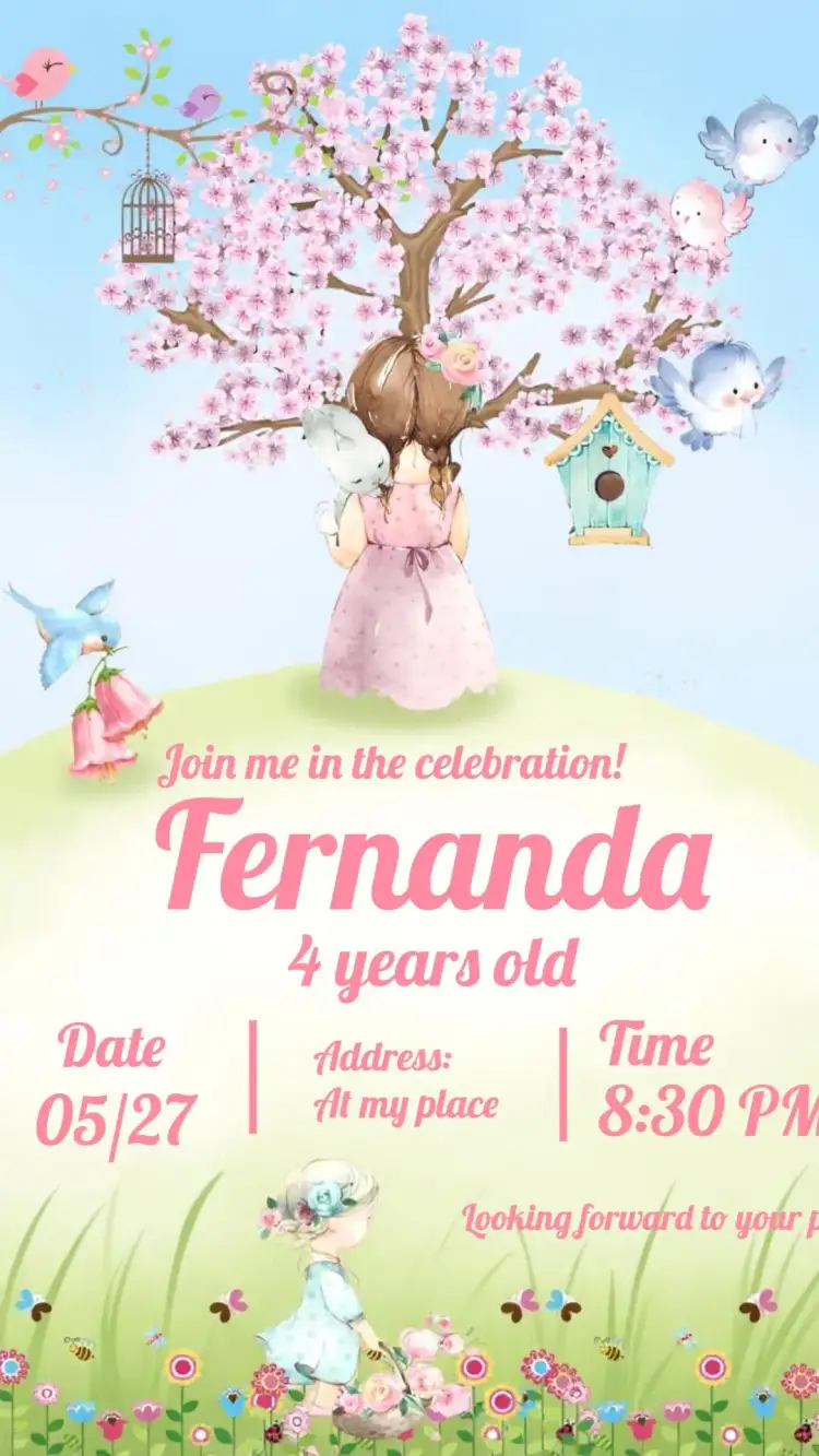 Invitation Enchanted Garden Delicate – Kids' Birthday Party theme floral, delicate, pastel colors, garden, dreamy, playful