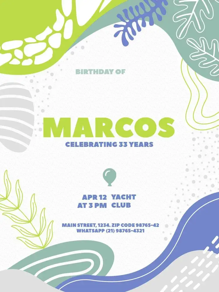 Modern Green Male Adult invitation