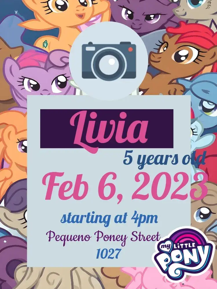 My Little Pony With Children's Photo invitation