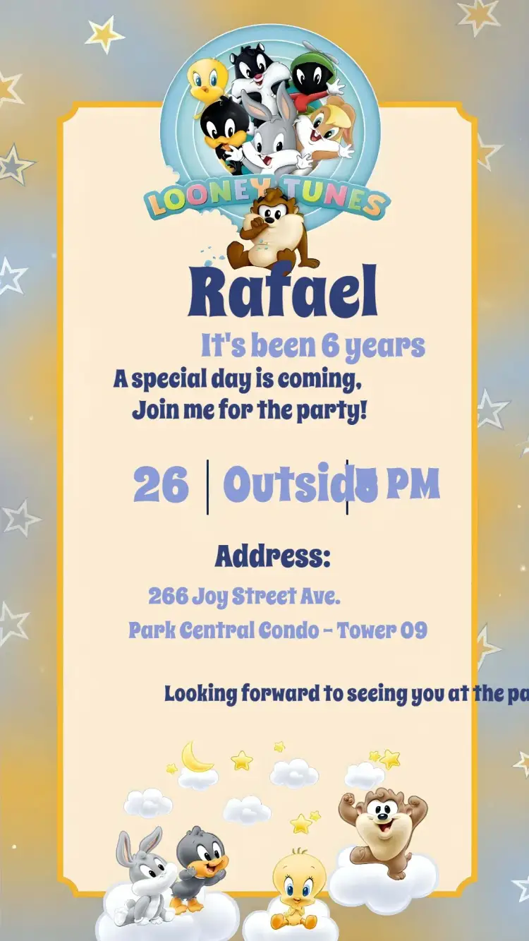 Looney Tunes Baby Lonney invitation