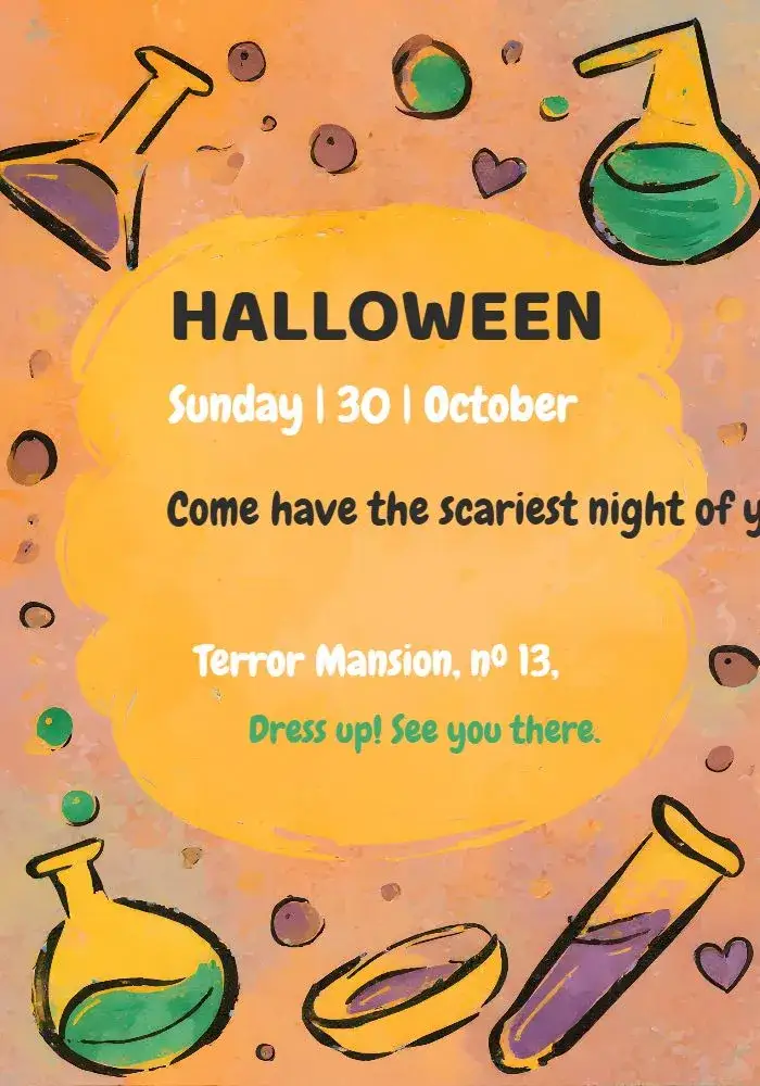 Invitation Halloween Witches Party – Commemorative Dates theme colorful, magical, fantastical, fun-filled, spooky, themed
