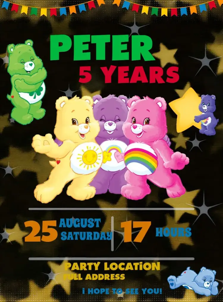 Lovely Care Bears Kids invitation