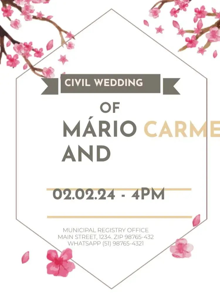 Invitation Delicate Civil Wedding Spouse – Wedding theme delicate, clear, yellow, romantic, minimalist, modern