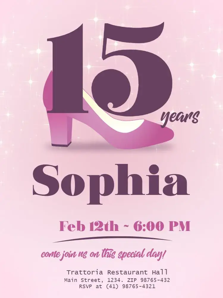 Glamorous 15th Birthday Debutante invitation